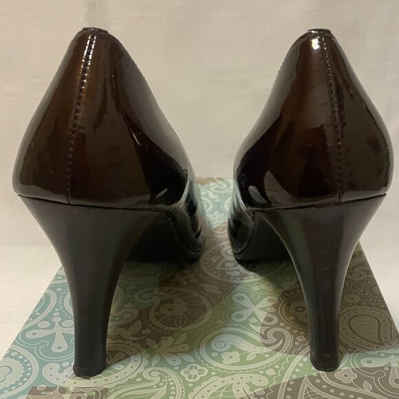 Nordstrom Womens, Heels, Leather, Peekaboo Toe, Brown, Size 9N - Picture 3 of 5